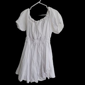 BALI ELF cotton textured puff sleeve mini dress